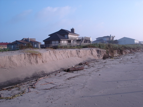 Dune line erosion after Hurricane Rita