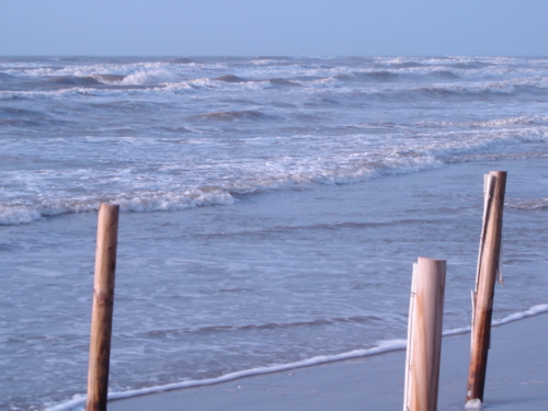High surf on the morning after Hurricane Rita