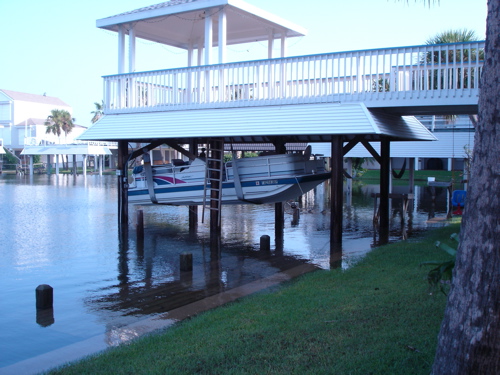 High tide along lower Galveston Bay on September 25