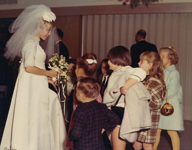 Students at the wedding reception